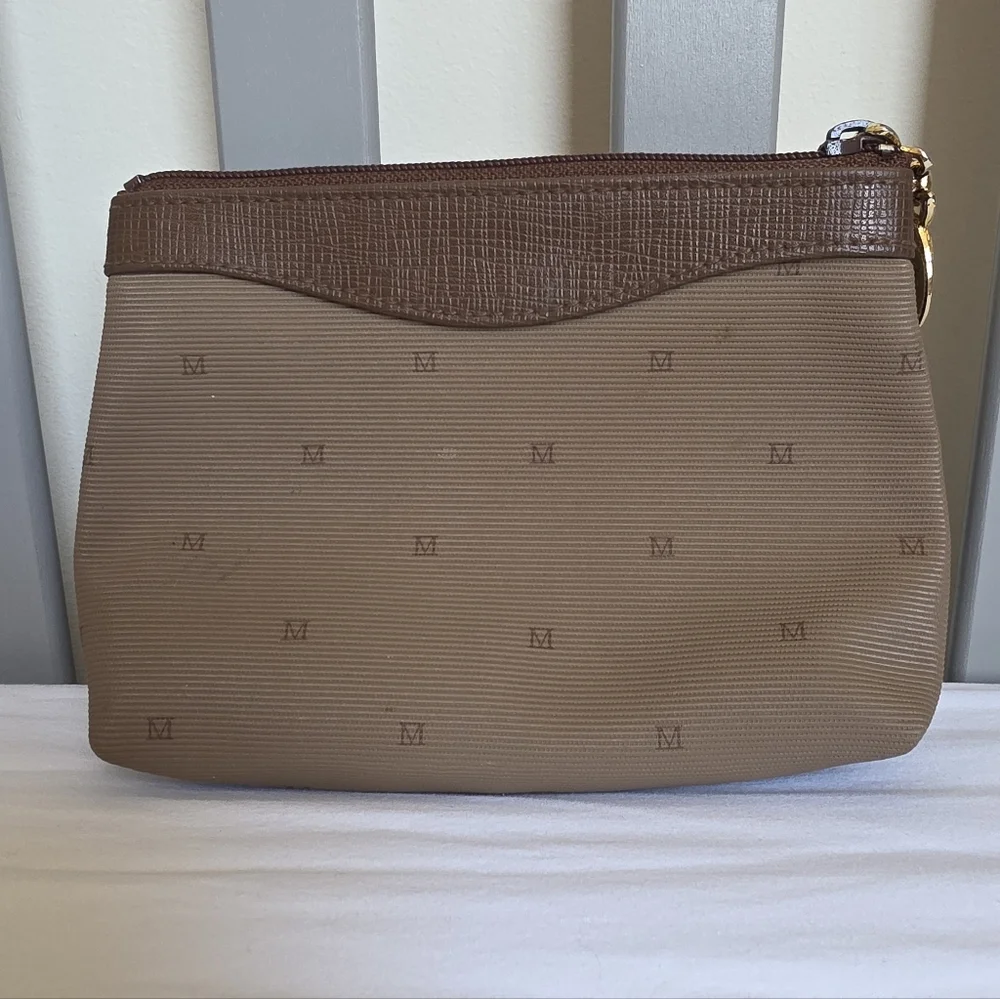 Monet Tan and Brown Vintage Style Textured Make Up Pouch